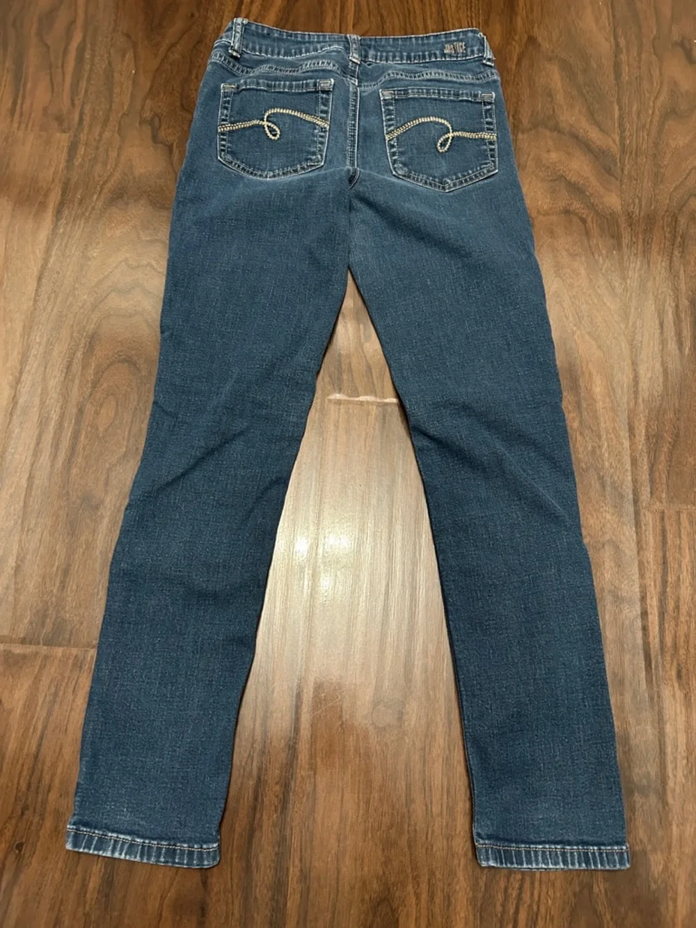 Justice Girls Dark Wash Mid Rise Super Skinny Jeans